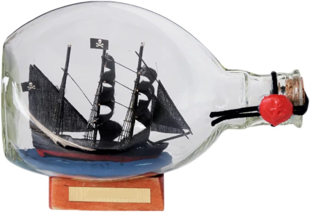 Mankvis Triangle Black Pearl Pirate Ship in Glass Bottle
